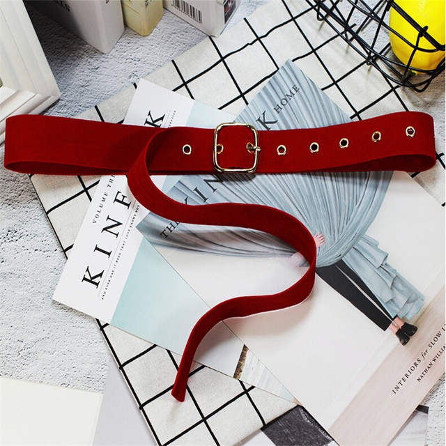 

2 PCS Square Buckle Adjustable Elastic Velvet Belt, Size: 1050 x 32mm(Red)