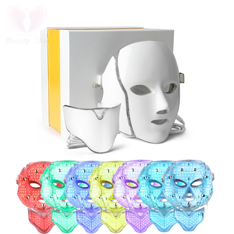 

7 Color LED Facial Neck Mask Micro-current LED Photon Mask Remove Wrinkle Acne Skin Rejuvenation Face Beauty Machine(US Plug)