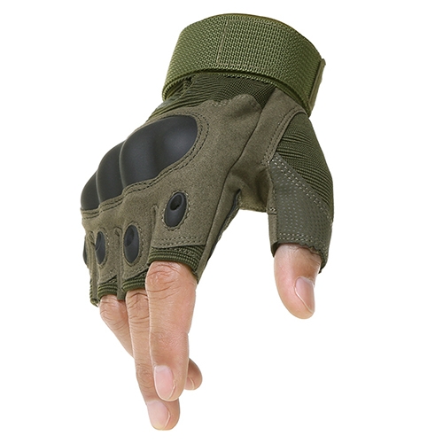 

Outdoor Motorcycle Hard Knuckle Non-Slip Wear resistant Half Finger Gloves(Green)