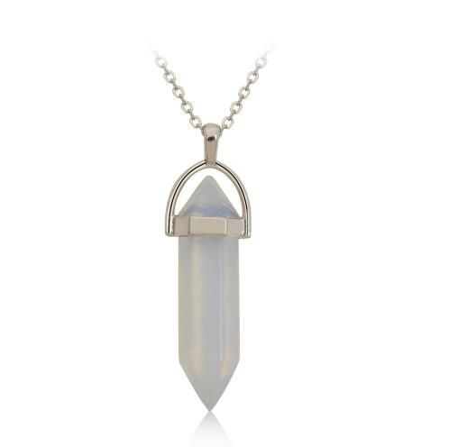 

Short bullet natural crystal stone pendant clavicle necklace(clear)
