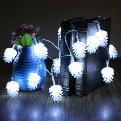 

20 LEDs Solar Powered Pine Cone Outdoor Energy Saving Holiday Wedding Decoration String Light Garden Landscape Lamp(White Light)