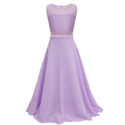 

Long Lace Chiffon Tube Top Princess Dress Children's Dress Piano Costume, Size:10/130cm(Lavender)