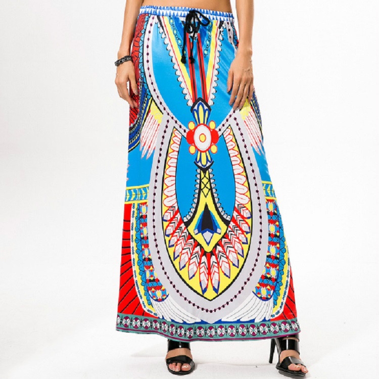 

Print Big Pendulum Lace Skirt, Size:One Size(Blue)
