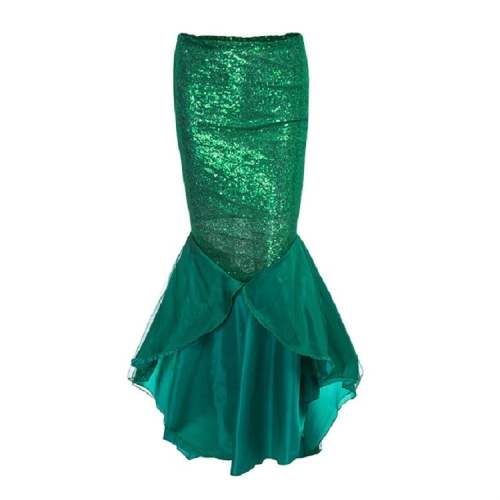 

Mermaid High Waist Sequins Large Swing Skirt, Size:S(Green )