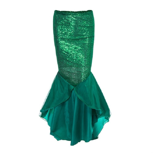 

Mermaid High Waist Sequins Large Swing Skirt, Size:M(Green )