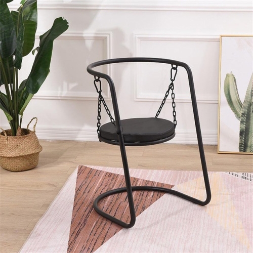 

Modern Cafe Chair Nordic Restaurant Leisure Backrest Living Room Bedroom Conference Designer Minimalist Swing Coffee Chair(Black)