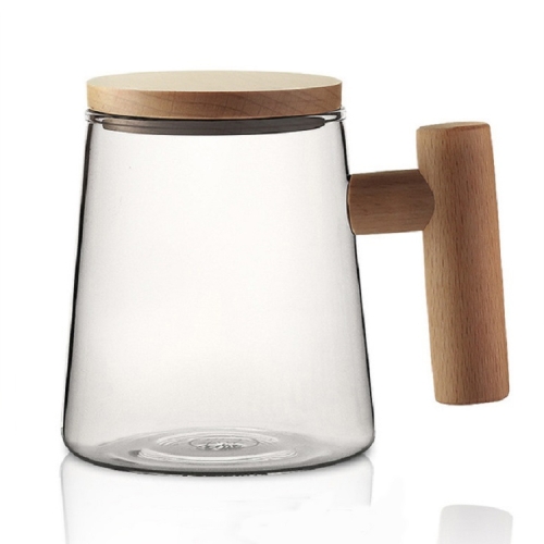 

Thick Heat-resistant High Borosilicate Glass Teacup with Wooden Handle, Capacity: 300ML, Specification:6B