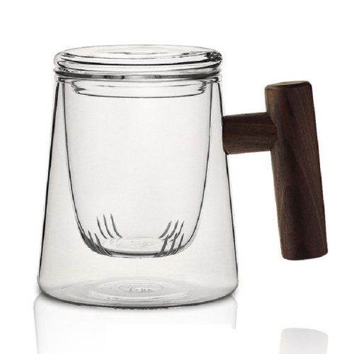 

Thick Heat-resistant High Borosilicate Glass Teacup with Wooden Handle, Capacity: 300ML, Specification:8A
