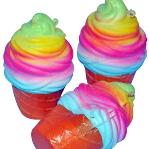 

2 PCS rainbow ice cream cone decompression toys with rope