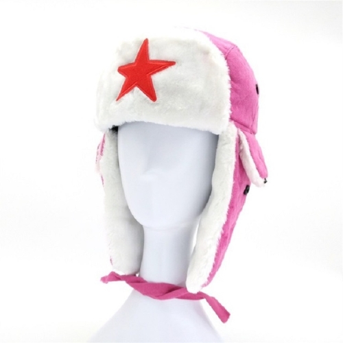 

Pink with Pentagram Unisex Winter Plus Velvet Thick Windproof Warm Ear Protection Cap Flight Cap