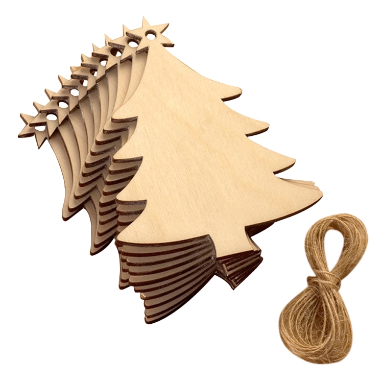 

20 PCS Wooden Hanging Plaque Christmas Tree Pendants Party Decor Ornaments