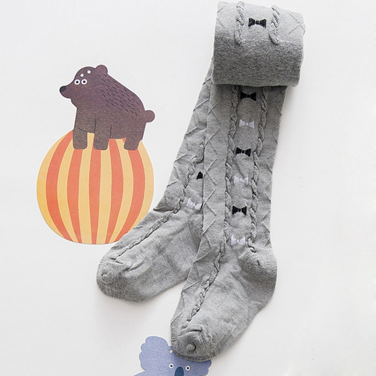 

Spring and Autumn Cozy Cute Cotton Children Bow Pantyhose, Suit for height:4-6 Years Old(Gray)