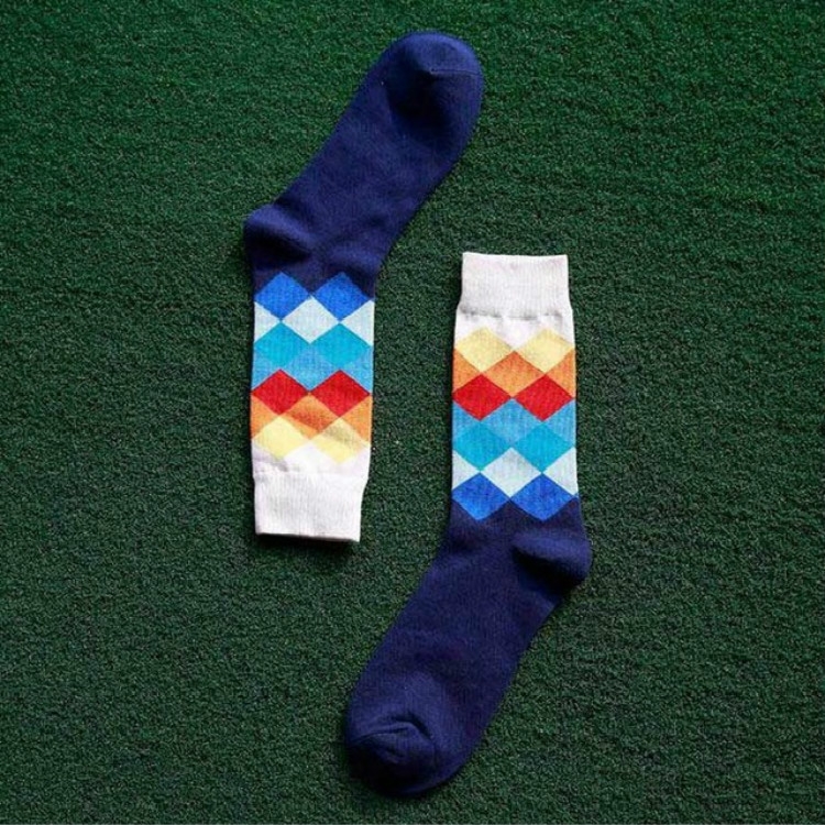 

Colored Diamond Plaid Tube Gradient Sports Socks, Size:Large Size(01)