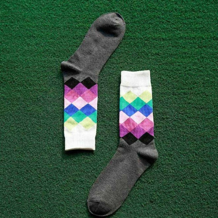 

Colored Diamond Plaid Tube Gradient Sports Socks, Size:Large Size(03)