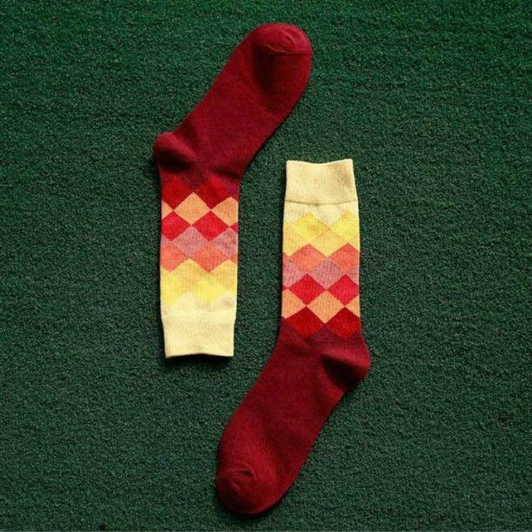 

Colored Diamond Plaid Tube Gradient Sports Socks, Size:Large Size(04)