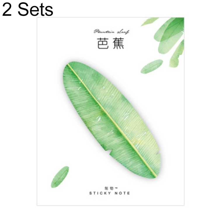 

2 Sets Natural Plant Leaf Sticky Note Memo Pad Office Planner Sticker Paper( Banana)