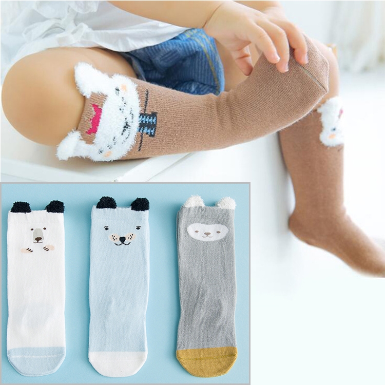 

3 Pairs Cartoon Lovely Autumn Winter Cotton Baby Socks, Size:XXS(Light Blue Tiger)