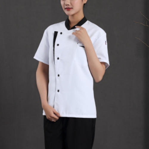 

Spliced Chef Cooking Workwear Catering Restaurant Coffee Shop Waiter Uniforms, Size:M(White)