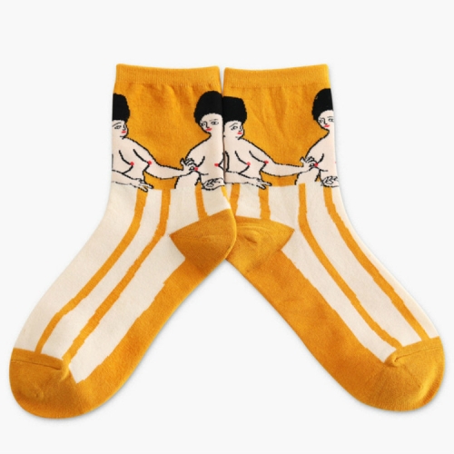 

Cartoon Abstract Pattern Casual Creative Tube Socks, Size:One Size(Yellow Bottom Fat Woman)