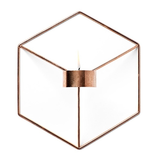 

2 PCS Geometric Candlestick Metal 3D Modern Style Wall Candle Holder(Gold)