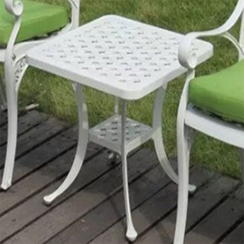 

European Simple Casual Outdoor Iron Cast Aluminum Outdoor Small Round Table(White)