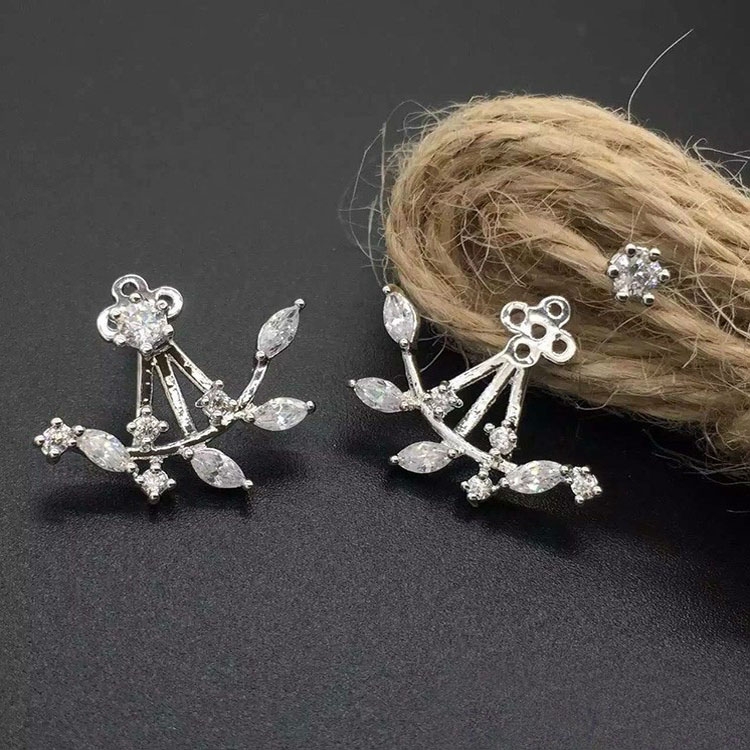 

Leaf Crystals Stud Earring For Women(Silver)