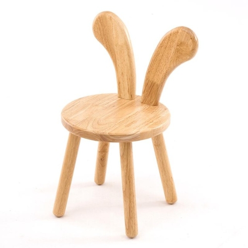 

Home Cartoon Wooden Bench Creative Baby Dining Chair Children Learning Chair Rabbit Ears Small Stool(Bent Ear)