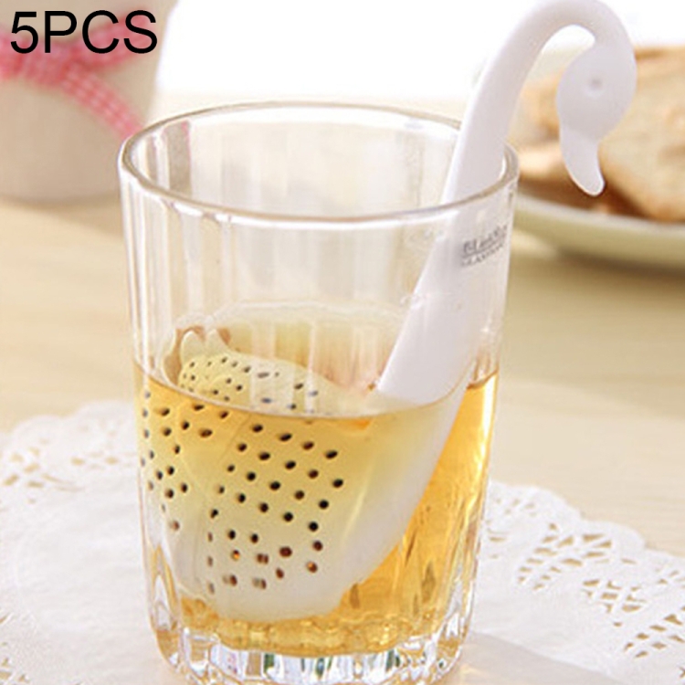 

5 PCS Swan Loose Tea Strainer Herb Spice Filter(White)