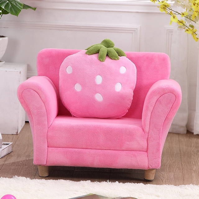 

Fashion Children Sofa Cute Cartoon Cloth Art Strawberry Princess Sofa(Pink)