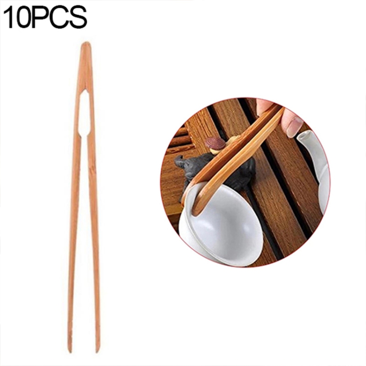 

10 PCS Wooden Tea Tweezer Tea Clip Tongs Carbonized Tea Set(Straight Clip)