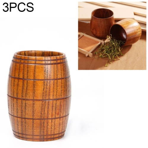 

3 PCS Wood Cup Primitive Handmade Natural Spruce Wooden Tea Cup, Size:6.0CM*10.5CM