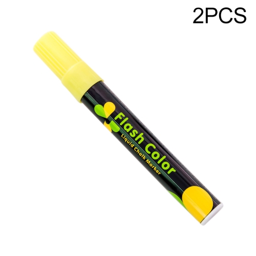 

2 PCS Cute Candy Highlighter Fluorescent Liquid Chalk Marker Neon Pen LED Writing Board For Painting Graffiti Office Supply(Yellow)