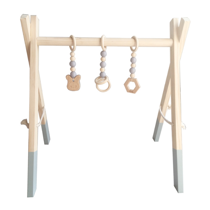 

Children Room Fitness Equipment Newborn Baby Fitness Frame Wood Crafts(Gray)