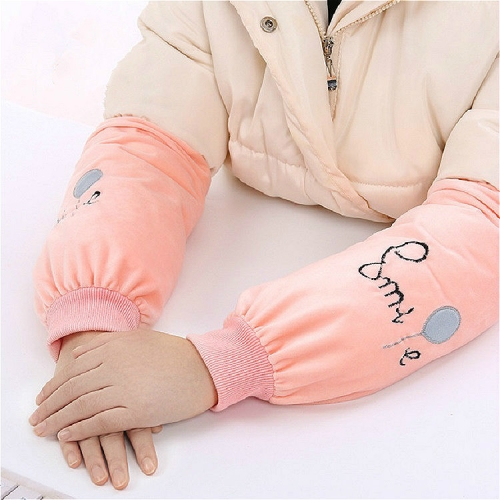 

Long Thread Beam Sleeve Adults Anti-fouling Cartoon Crystal Flannel Cuff, Size:30 x 16cm(Lotus Root Pink)