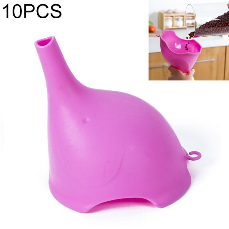 

10 PCS Kitchen Multi-purpose Elephant Style Funnel Household Soy Sauce Wine Water Liquid Tool(Pink)