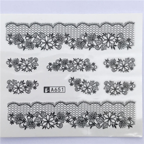 

10 PCS Lace Flower Design Nail Sticker Decal Water Transfer(YZW-8651)