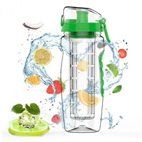 

32oz Fruit Infuser Juice Shaker Sports Water Bottle, Capacity:900ml(Green)