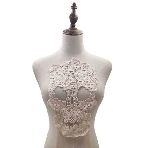 

Apricot Lace Three-dimensional Hollow Corsage Skull Head Embroidery Cloth Sticker DIY Clothing Accessories, Size: About 31 x 21cm