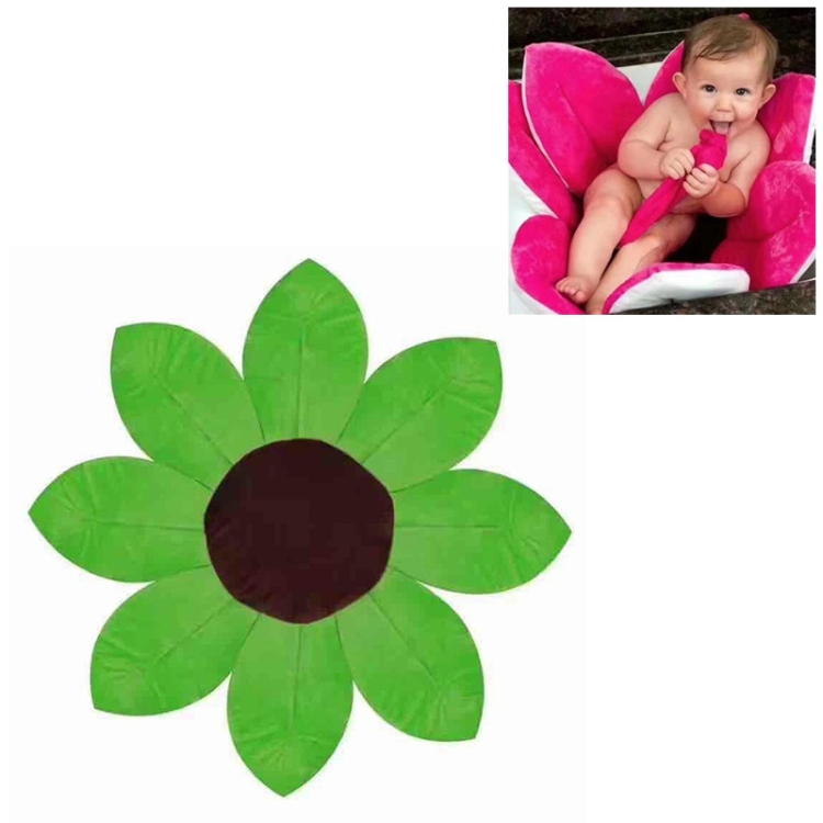 

Newborn Baby Bathtub Foldable Blooming Bath Flower Bath Tub for Baby Blooming Sink Bath for Baby Play Bath Sunflower Cushion Mat, Diameter: 85cm(Green)