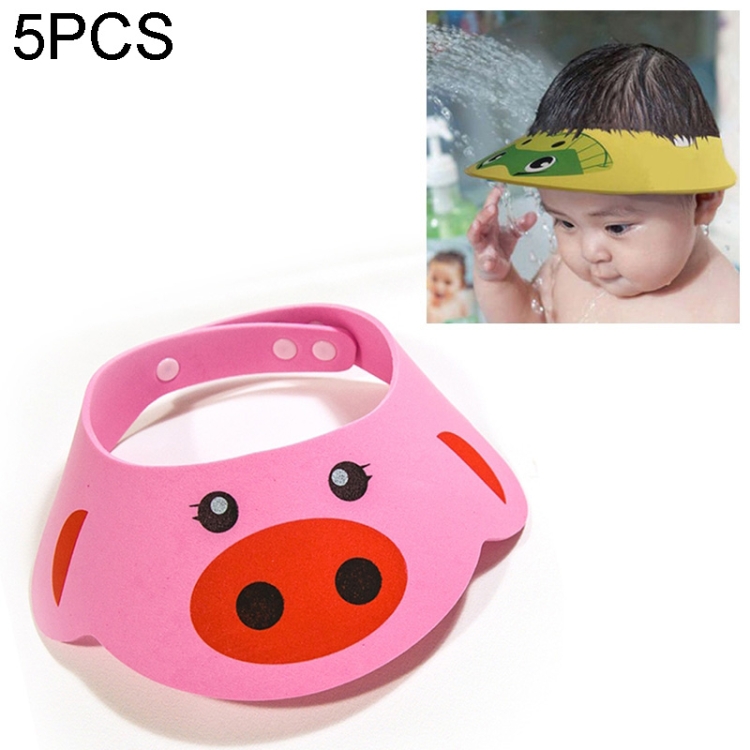 

2 PCS Baby Kids Cap Shower Cap Baby Bath Cap Shower Hat Bath Visor Kids Bath Wash Hair Shield Hat(Pink Pig)