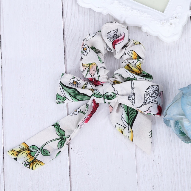

Bow Streamers Hair Ring Fashion Ribbon Girl Hair BandsHorsetail Tie Headwear Hair Accessories(White)