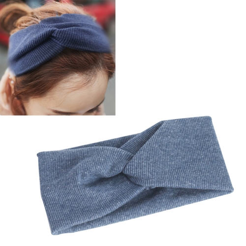 

Women Widened Hair Bands Spiral Double Cloth Knit Solid Color Headwear Fashion Headbands Hair Accessories(Blue)