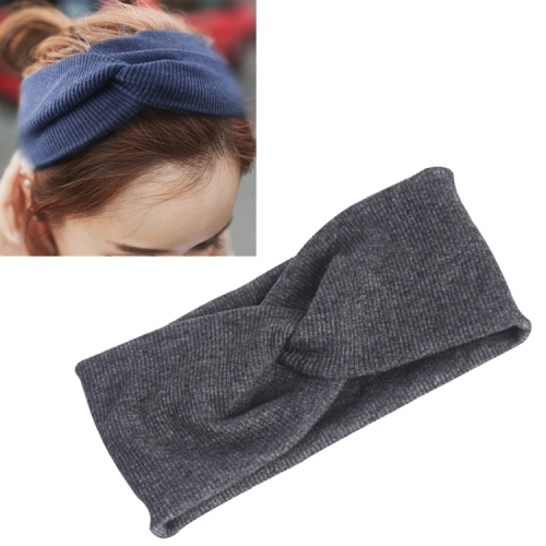

Women Widened Hair Bands Spiral Double Cloth Knit Solid Color Headwear Fashion Headbands Hair Accessories(Dark grey)