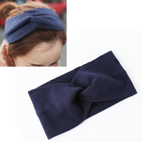 

Women Widened Hair Bands Spiral Double Cloth Knit Solid Color Headwear Fashion Headbands Hair Accessories(Deep cyan)