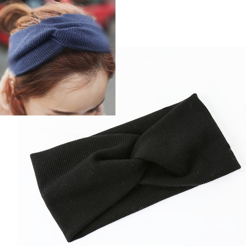 

Women Widened Hair Bands Spiral Double Cloth Knit Solid Color Headwear Fashion Headbands Hair Accessories(Black)