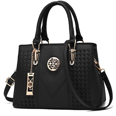 

Embroidery Messenger Bags Women Leather Handbags Bags for Women Hand Bag(Black)