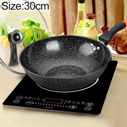 

Maifanshi Non-stick Household Oil-free Flat-bottom Wok is Suitable for Gas Cooker Induction Cooker, Size:30cm(Pot + Lid)