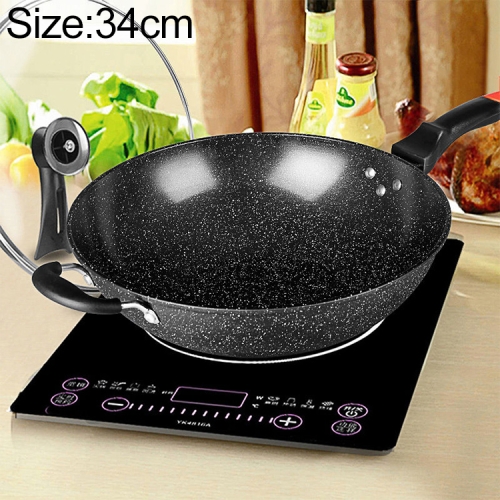 

Maifanshi Non-stick Household Oil-free Flat-bottom Wok is Suitable for Gas Cooker Induction Cooker, Size:34cm(Pot + Lid)