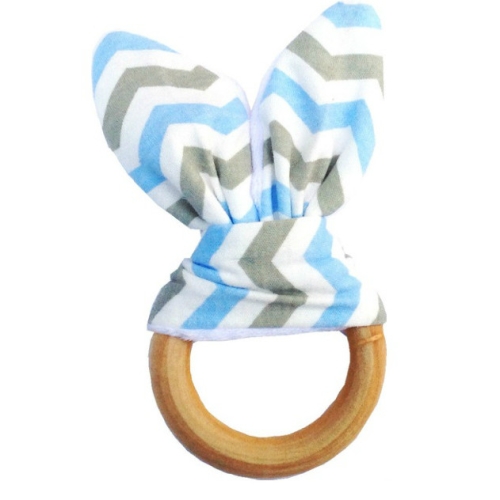 

3 PCS Bunny Ear Teether Safe Organic Wood Teething Ring(C-3)
