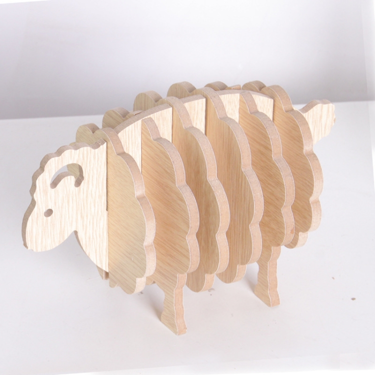 

2 PCS Creative Lamb Wooden Coaster Insulation Mat